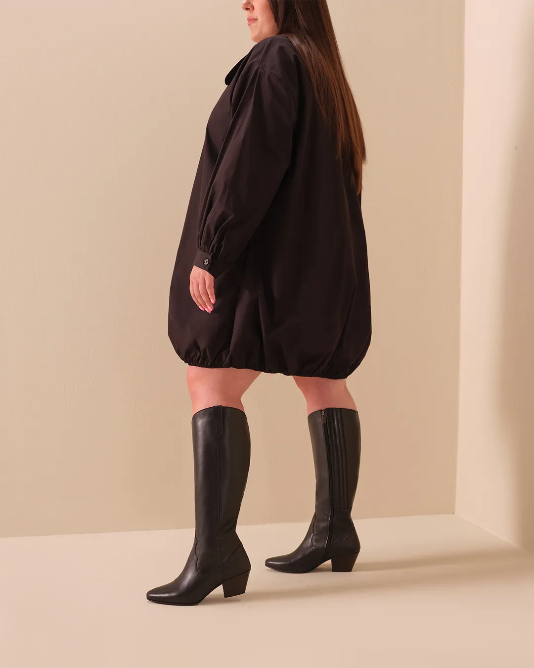 Saffron Knee High Boots in Black Leather