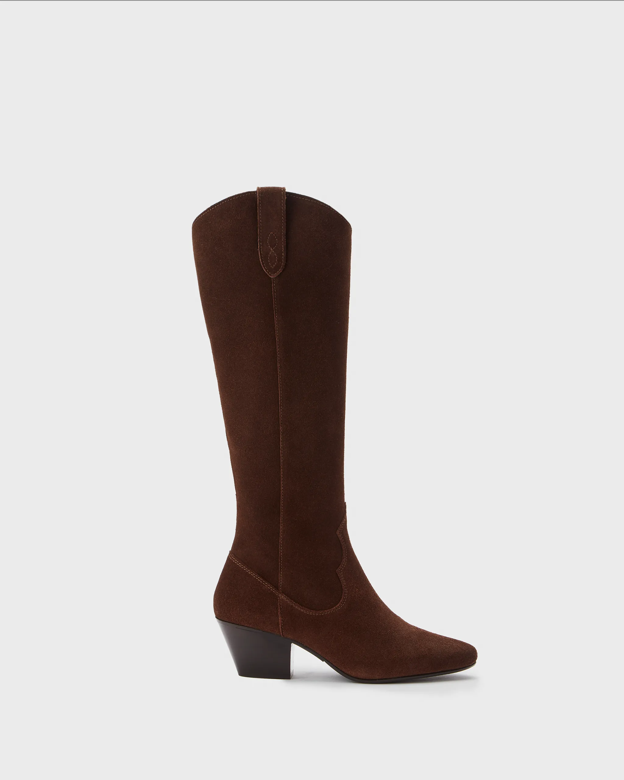 Saffron Knee High Boots in Brown Suede