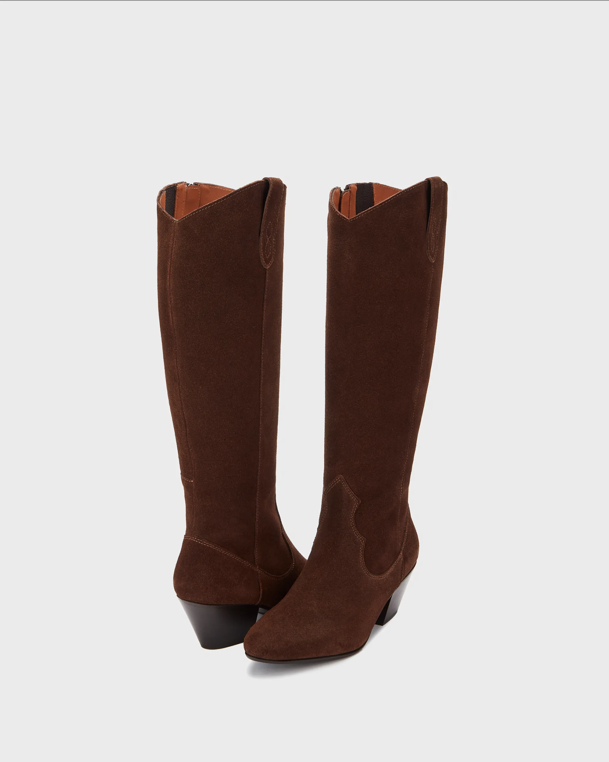 Saffron Knee High Boots in Brown Suede