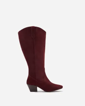 Saffron Knee High Boots in Burgundy Suede