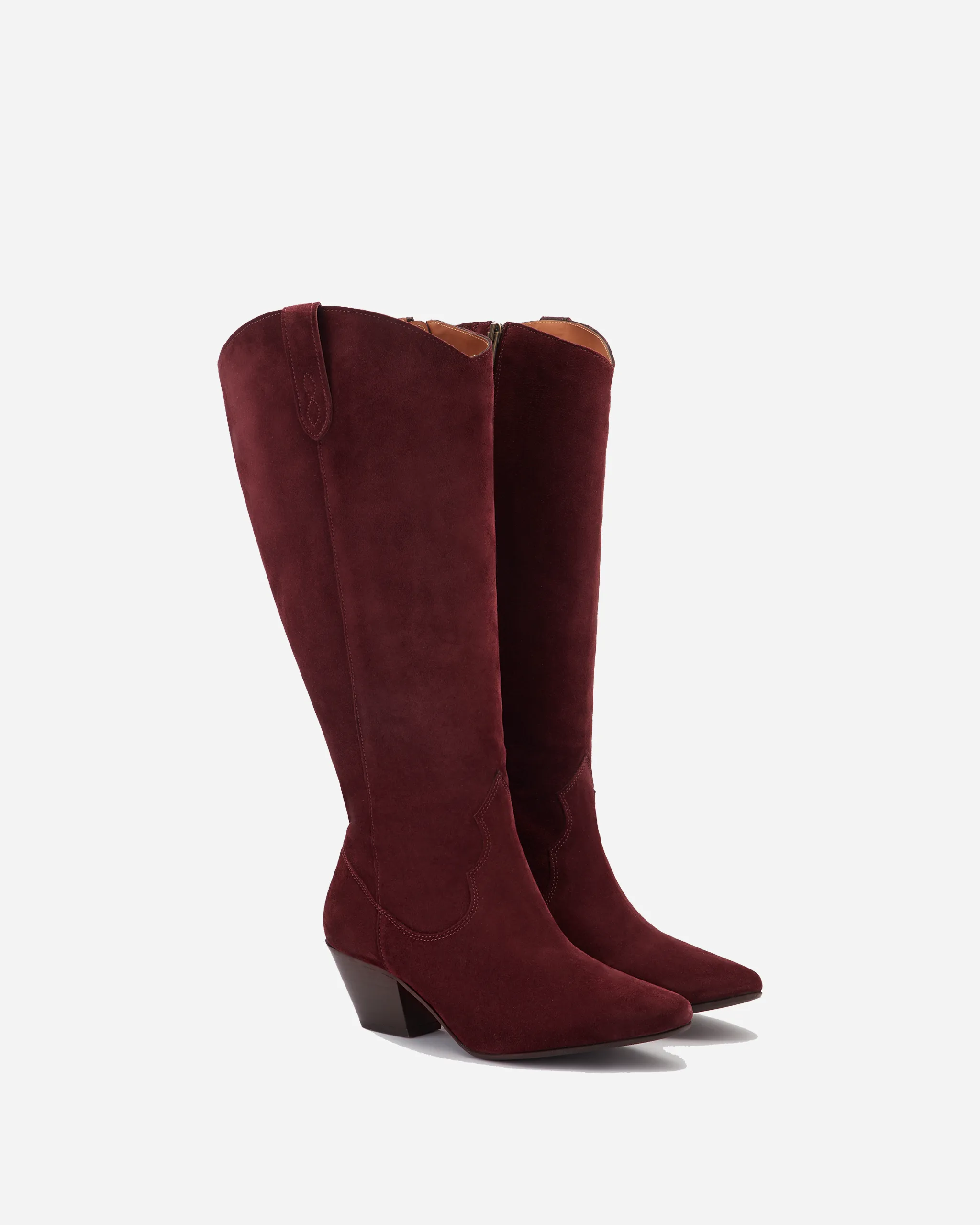 Saffron Knee High Boots in Burgundy Suede