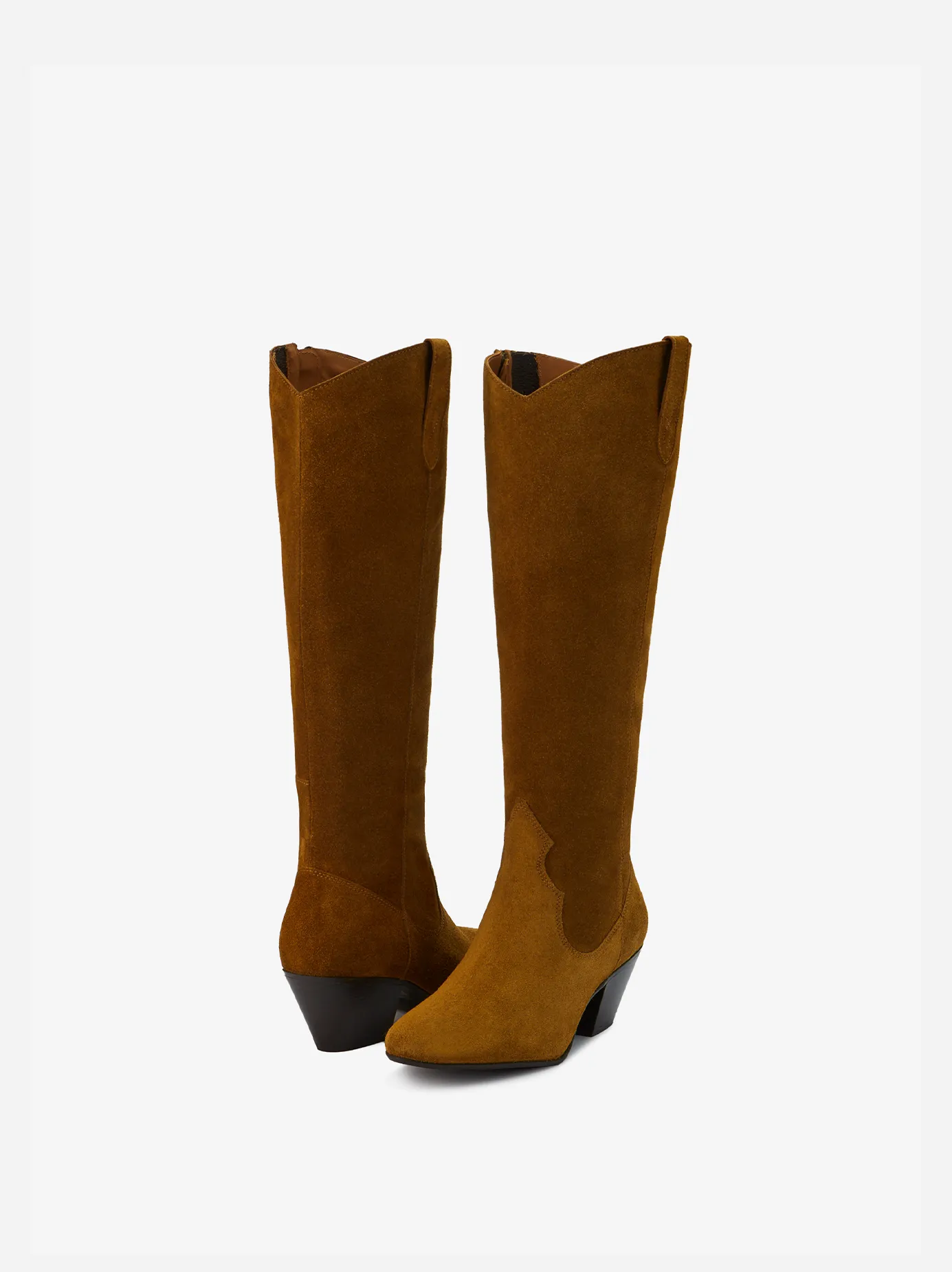 Saffron Knee High Boots in Marigold Suede