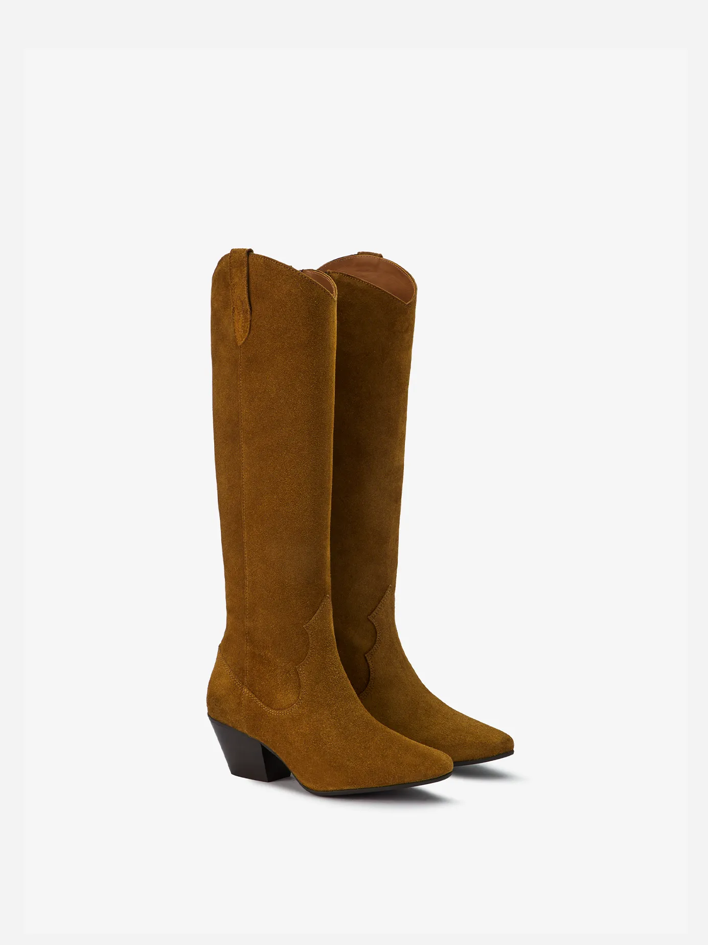 Saffron Knee High Boots in Marigold Suede