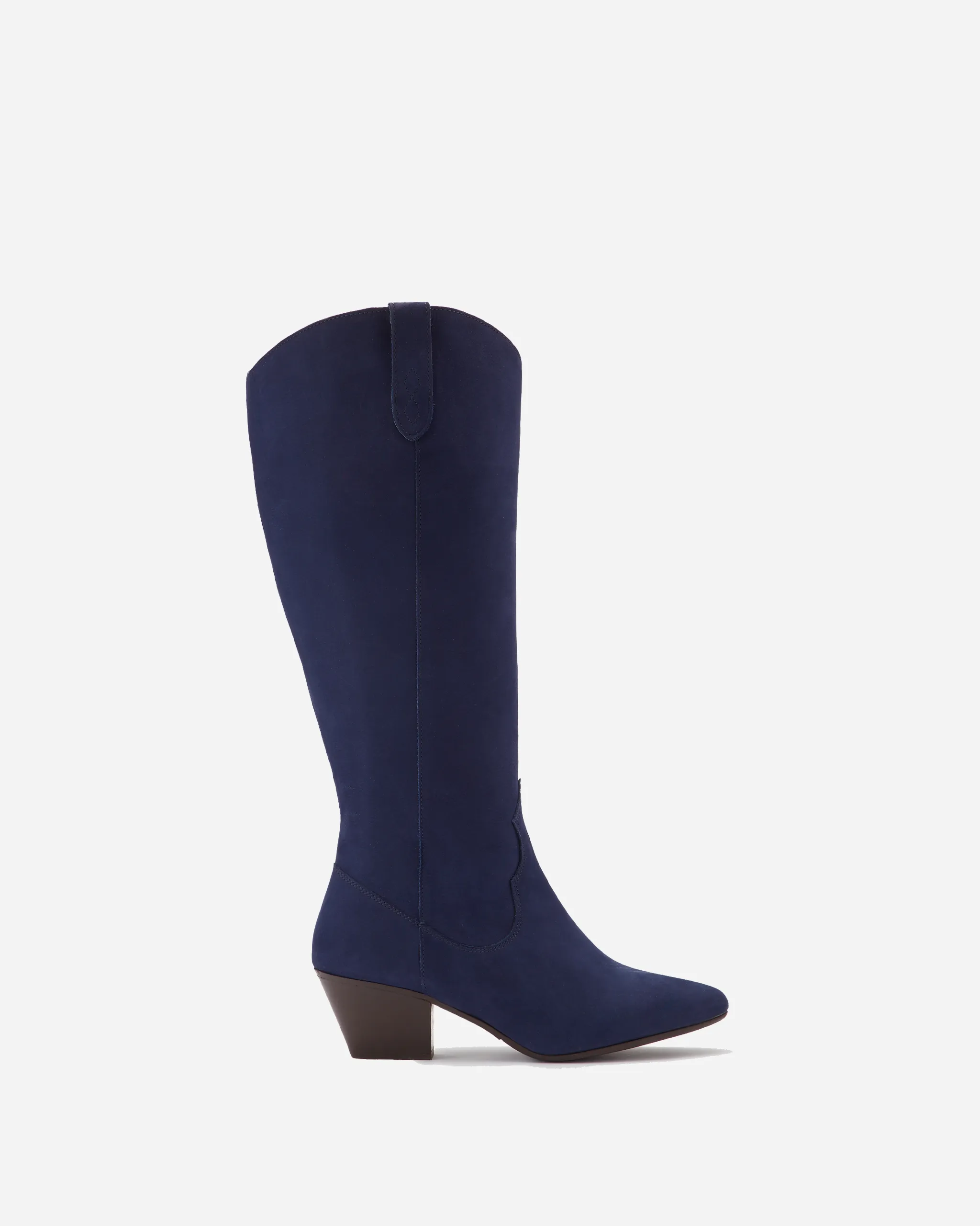 Saffron Knee High Boots in Navy Nubuck Leather