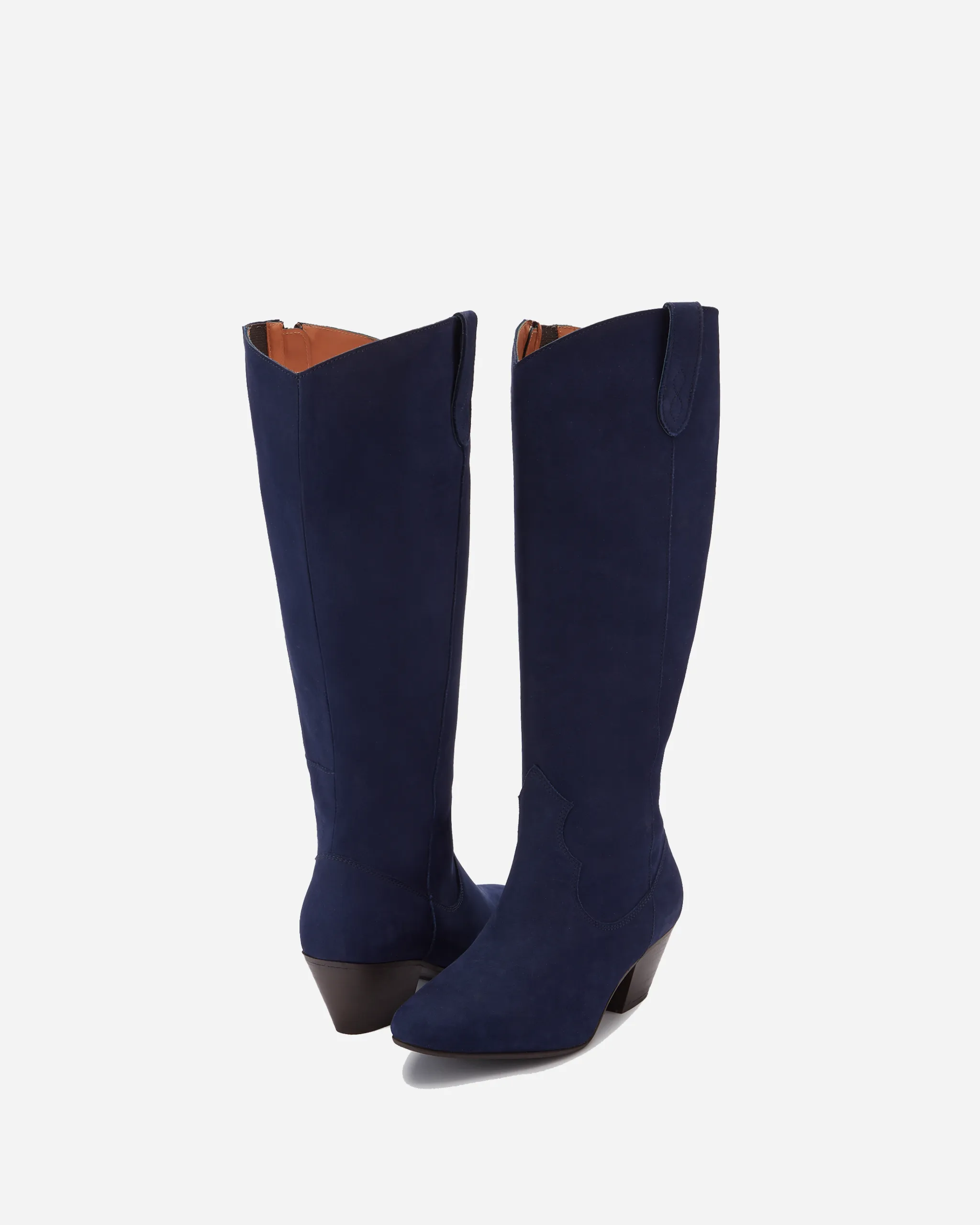 Saffron Knee High Boots in Navy Nubuck Leather