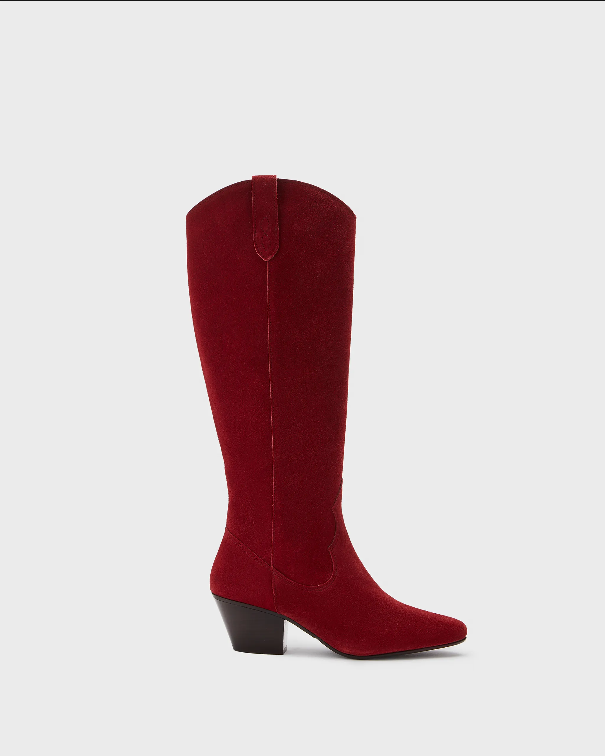 Saffron Knee High Boots in Red Suede