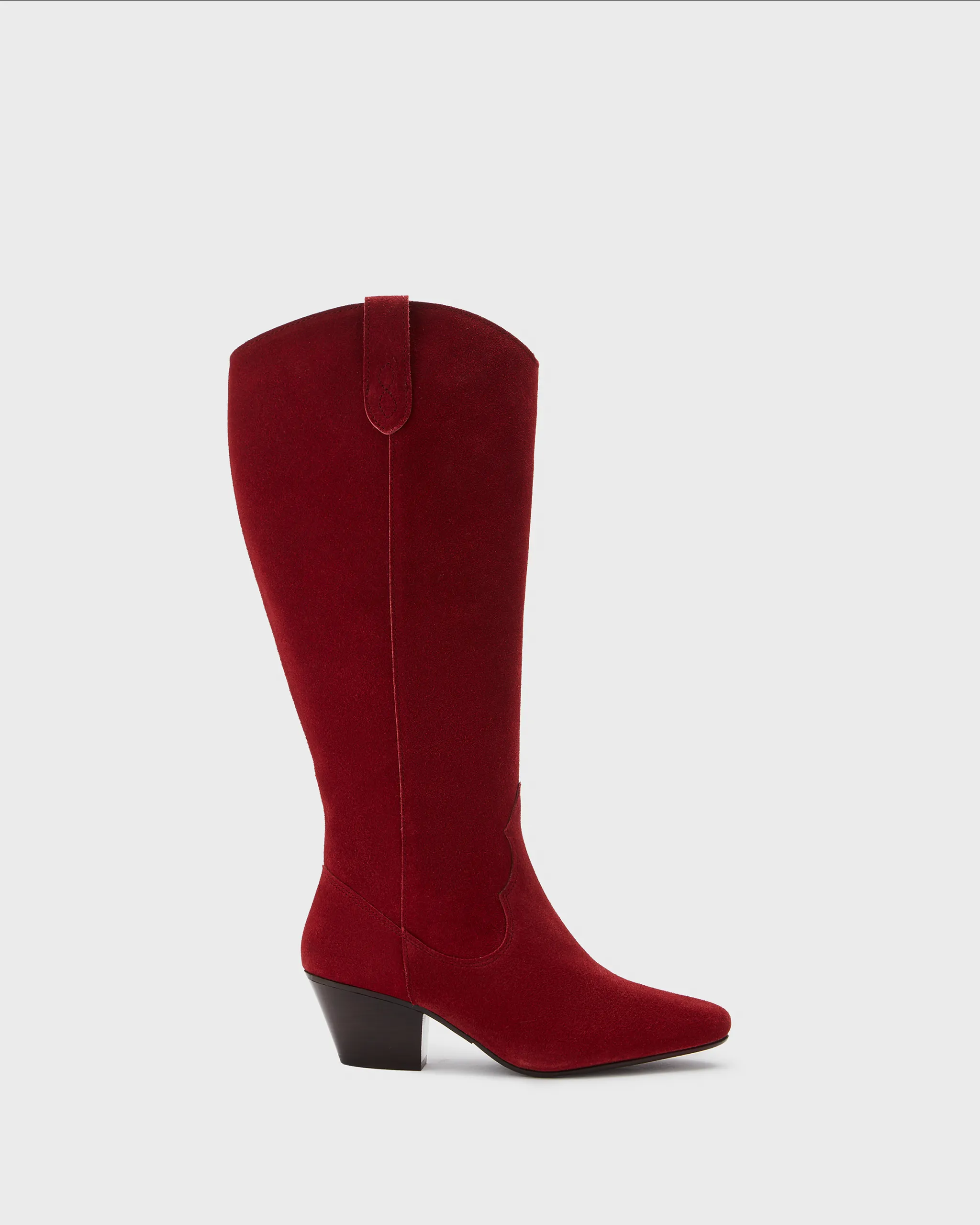 Saffron Knee High Boots in Red Suede