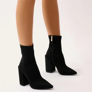 Salt Sock Fit Ankle Boots in Black Stretch