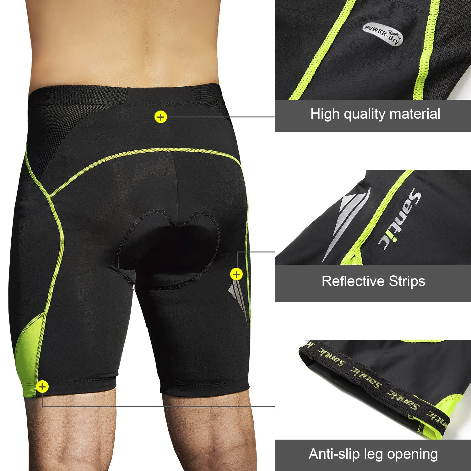 Santic Genting Green Men Padded Cycling Shorts