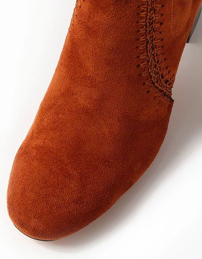 Sari Microsuede Boots Chestnut