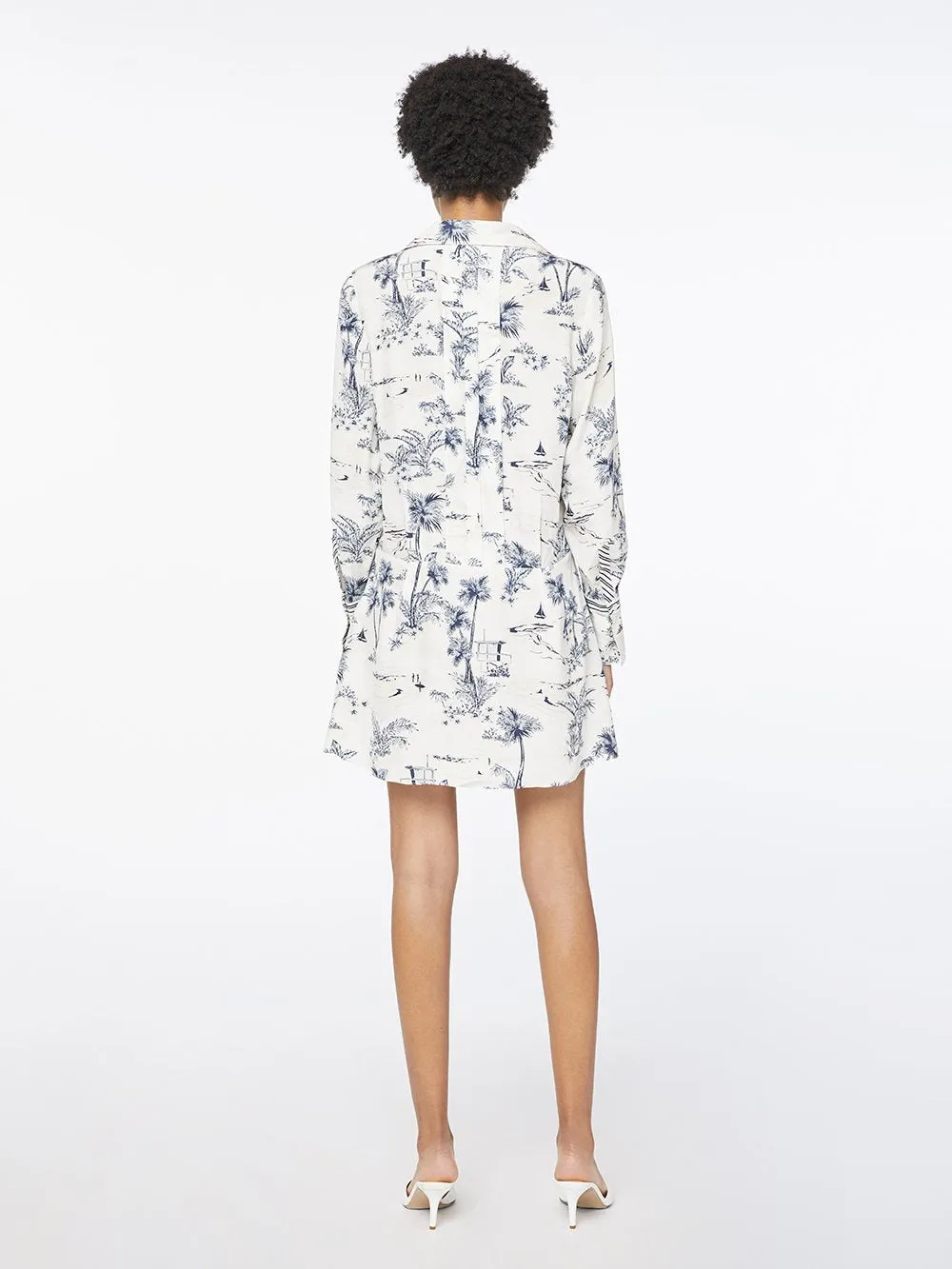 Silk Toile Mix Dress -- Navy Multi