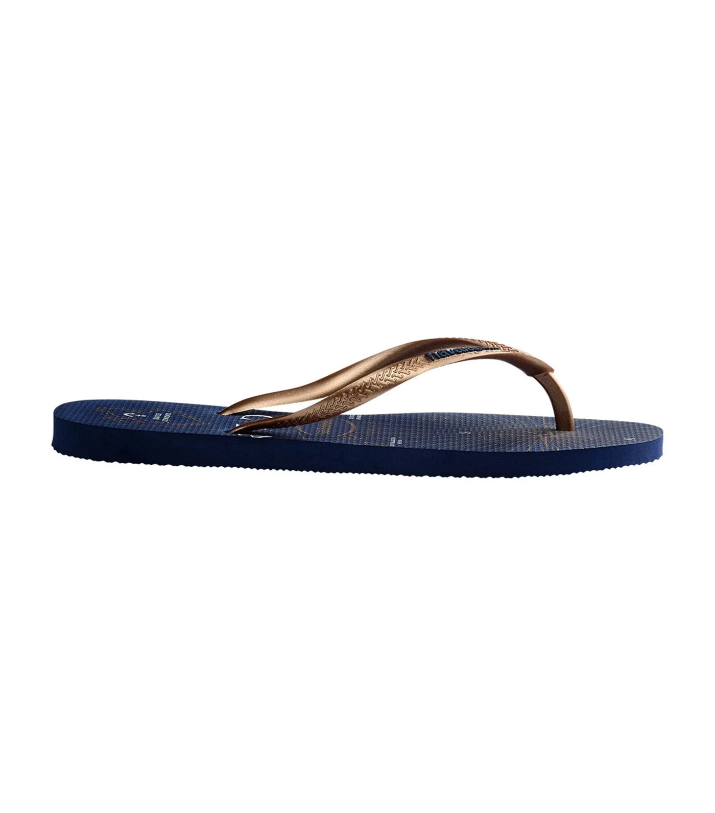 Slim Nautical Flip Flops Navy Blue/Rose Gold/White