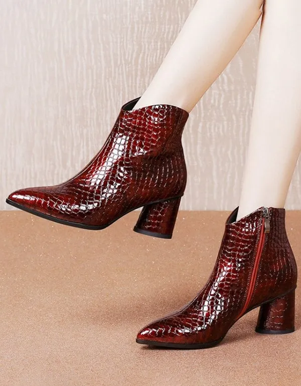 Snake Texture High-heeled Pointed Head Sexy Boots