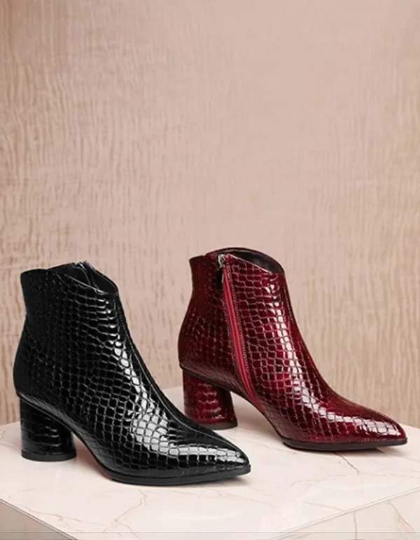 Snake Texture High-heeled Pointed Head Sexy Boots