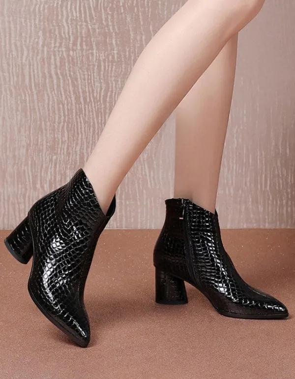 Snake Texture High-heeled Pointed Head Sexy Boots