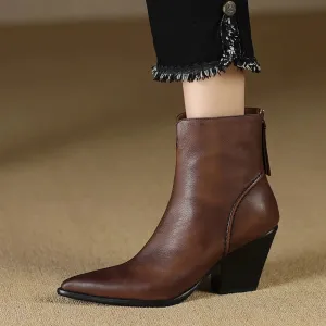 Soltana Chunky brown leather ankle boots