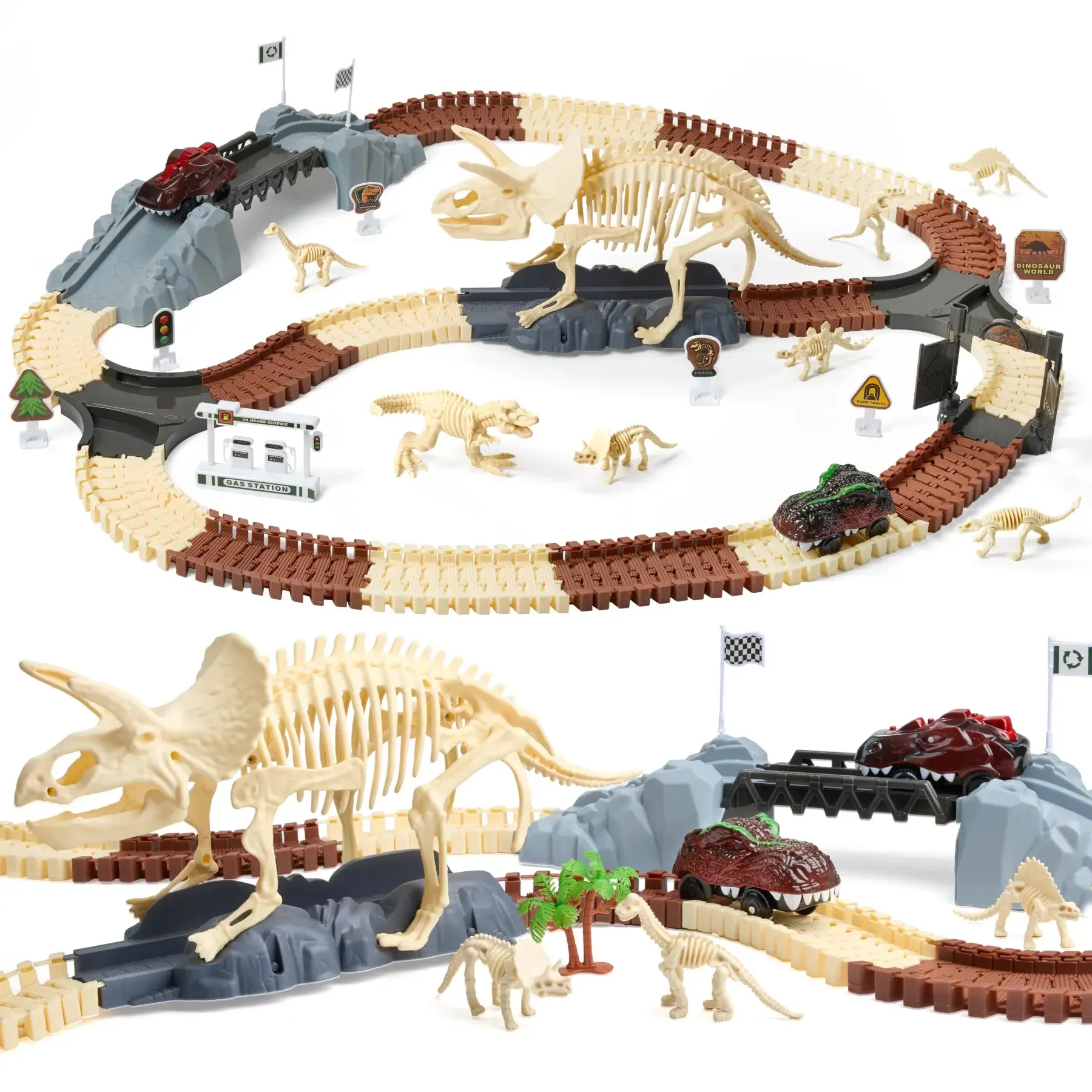 Spliced Dinosaur Toy Car Race Track for Children