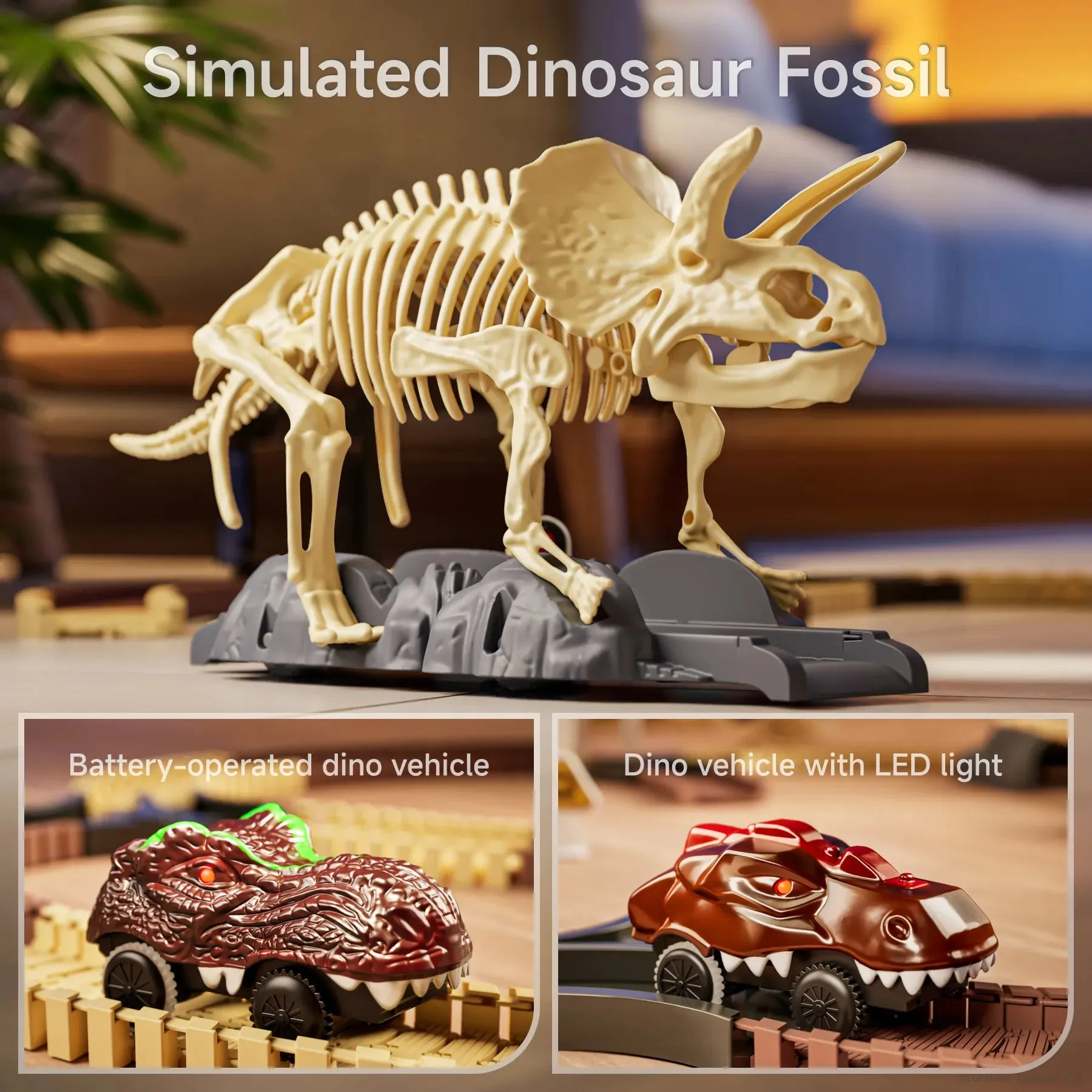 Spliced Dinosaur Toy Car Race Track for Children