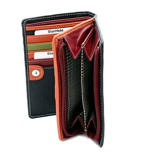 STARHIDE Ladies RFID Blocking Compact Multi Colour Soft Real Leather Wallet 5540