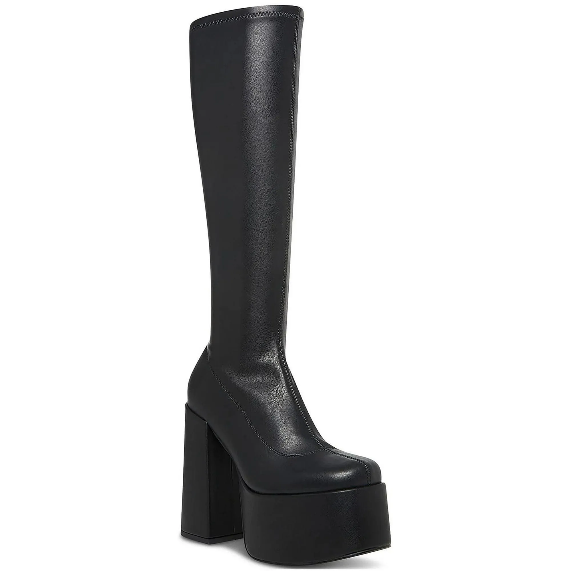 STEVE MADDEN - Faux Leather Stretch Knee-High Boots