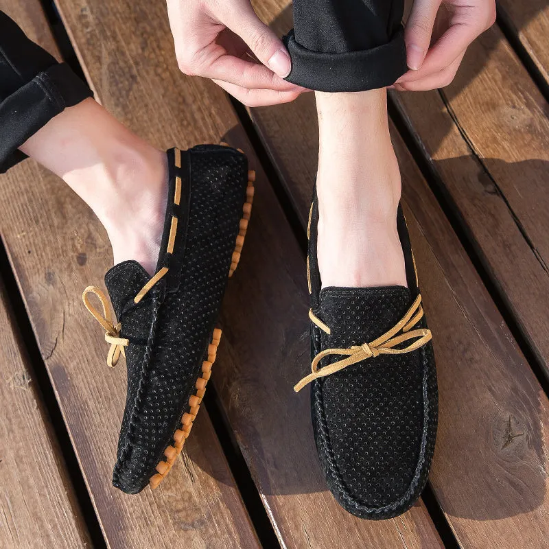 Sude Leather Men Shoes Moccasins Casual Luxury Slip on Summer Designer Loafers Men Lightweight Men Driving Shoes Hollow Out