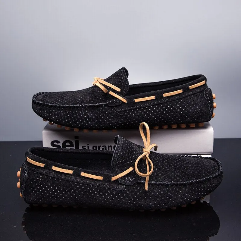 Sude Leather Men Shoes Moccasins Casual Luxury Slip on Summer Designer Loafers Men Lightweight Men Driving Shoes Hollow Out