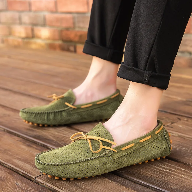 Sude Leather Men Shoes Moccasins Casual Luxury Slip on Summer Designer Loafers Men Lightweight Men Driving Shoes Hollow Out