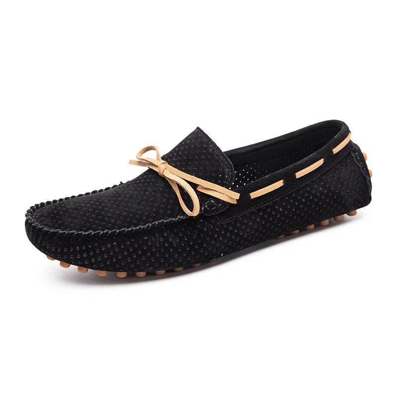 Sude Leather Men Shoes Moccasins Casual Luxury Slip on Summer Designer Loafers Men Lightweight Men Driving Shoes Hollow Out