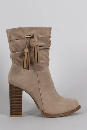 Suede Tassel Chunky Heeled Ankle Boots