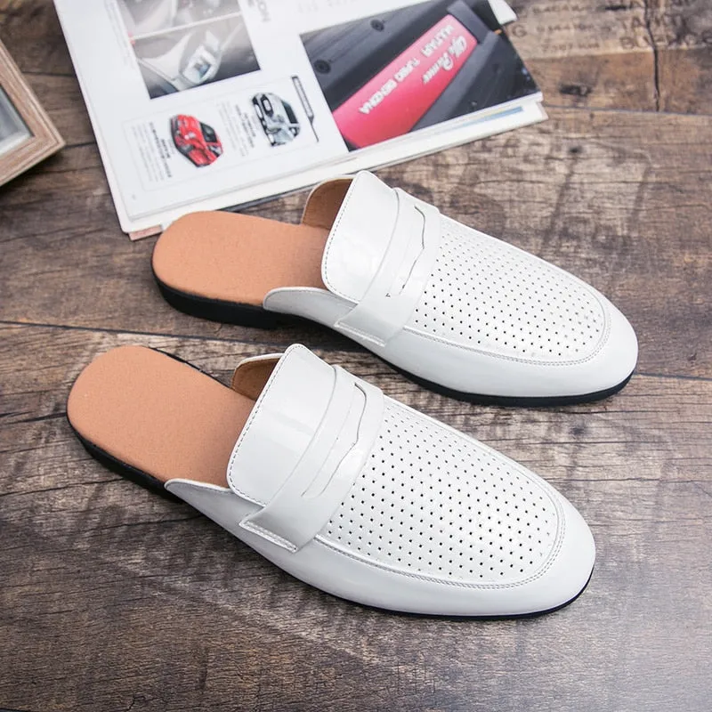 Summer Men Slippers Casual Beach Sandals Non-slip Male Loafers Classic Men's Mules Moccasin Slip On Men Flats Shoes White