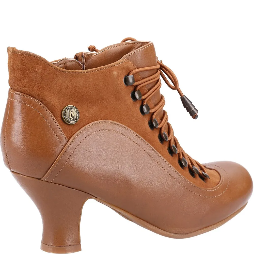 Tan Vivianna Lace-Up Heeled Boots