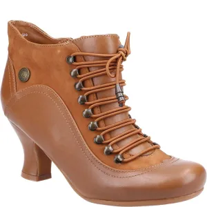 Tan Vivianna Lace-Up Heeled Boots