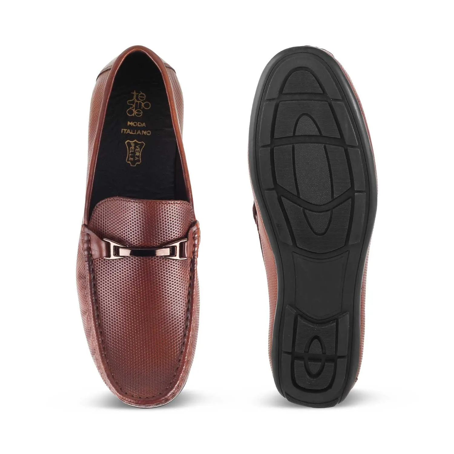 The Abianca Tan Men's Leather Driving Loafers Tresmode