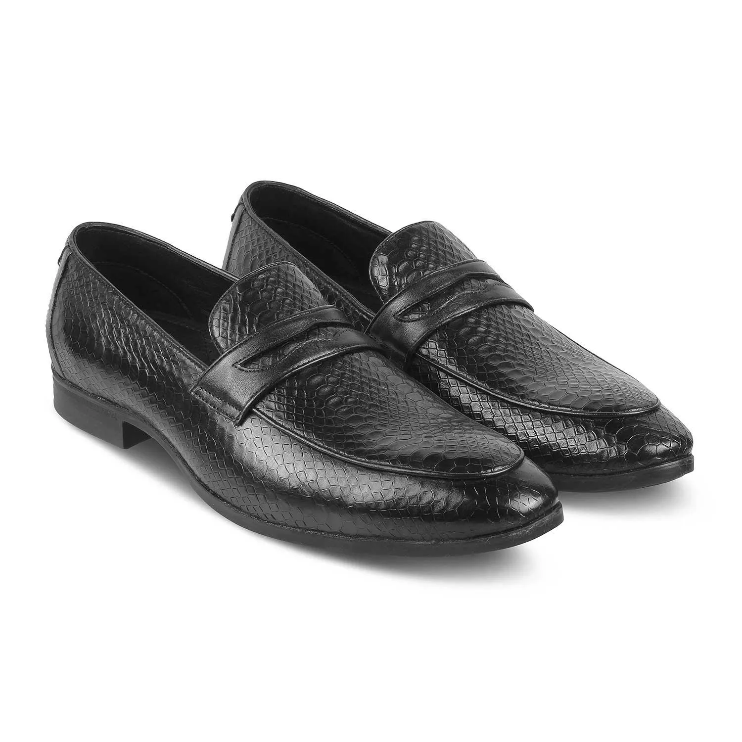 The Rosnake Black Men's Leather Loafers Tresmode