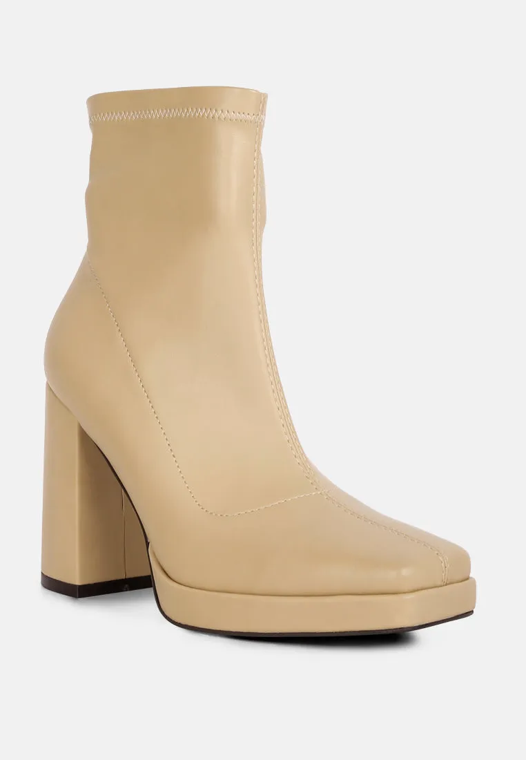 Tintin Square Toe Ankle Heeled Boots