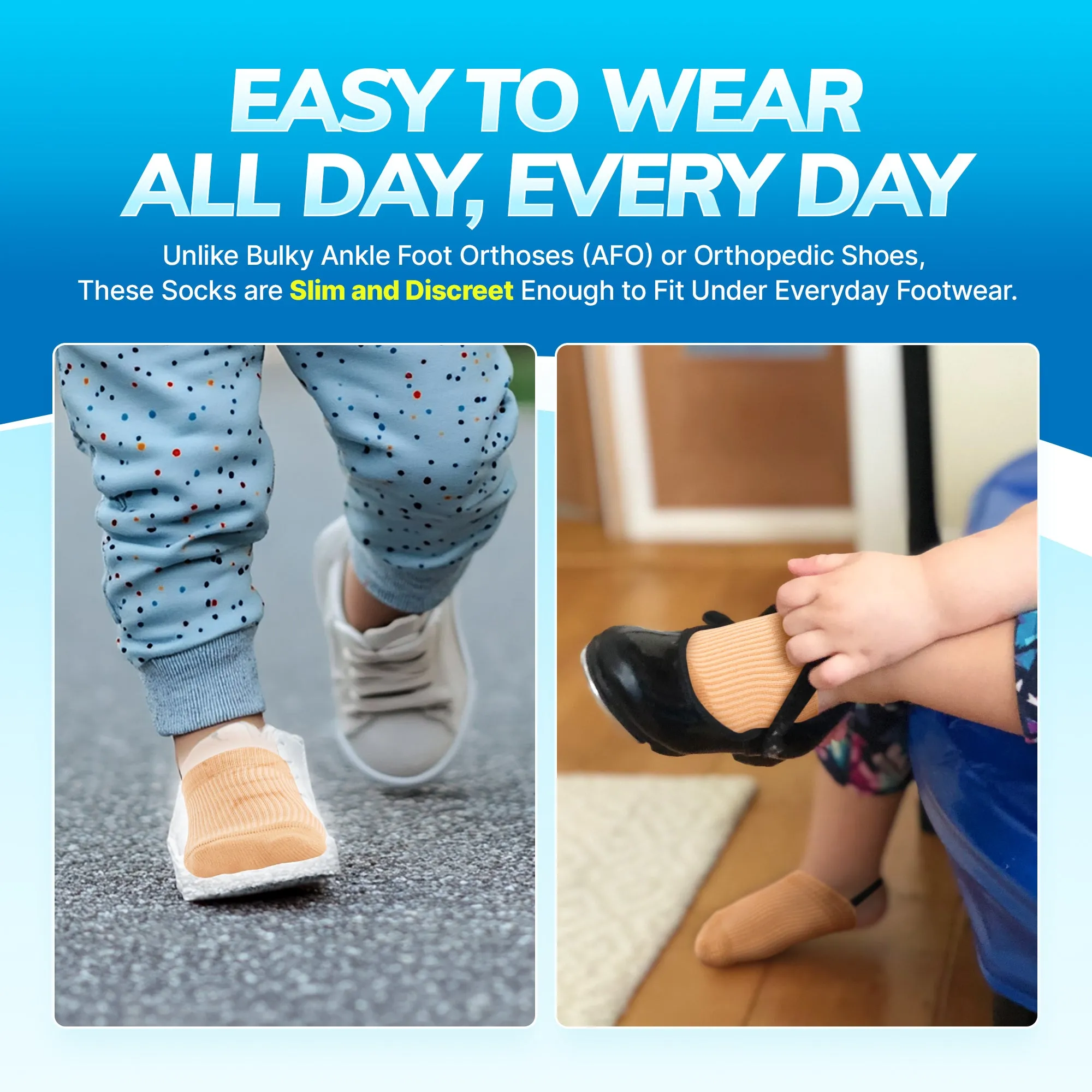 Toe Walking Socks | Pediatric Kids Foot Brace for Comfortable Tip Toe Walking Prevention and Correction for Children and Toddlers