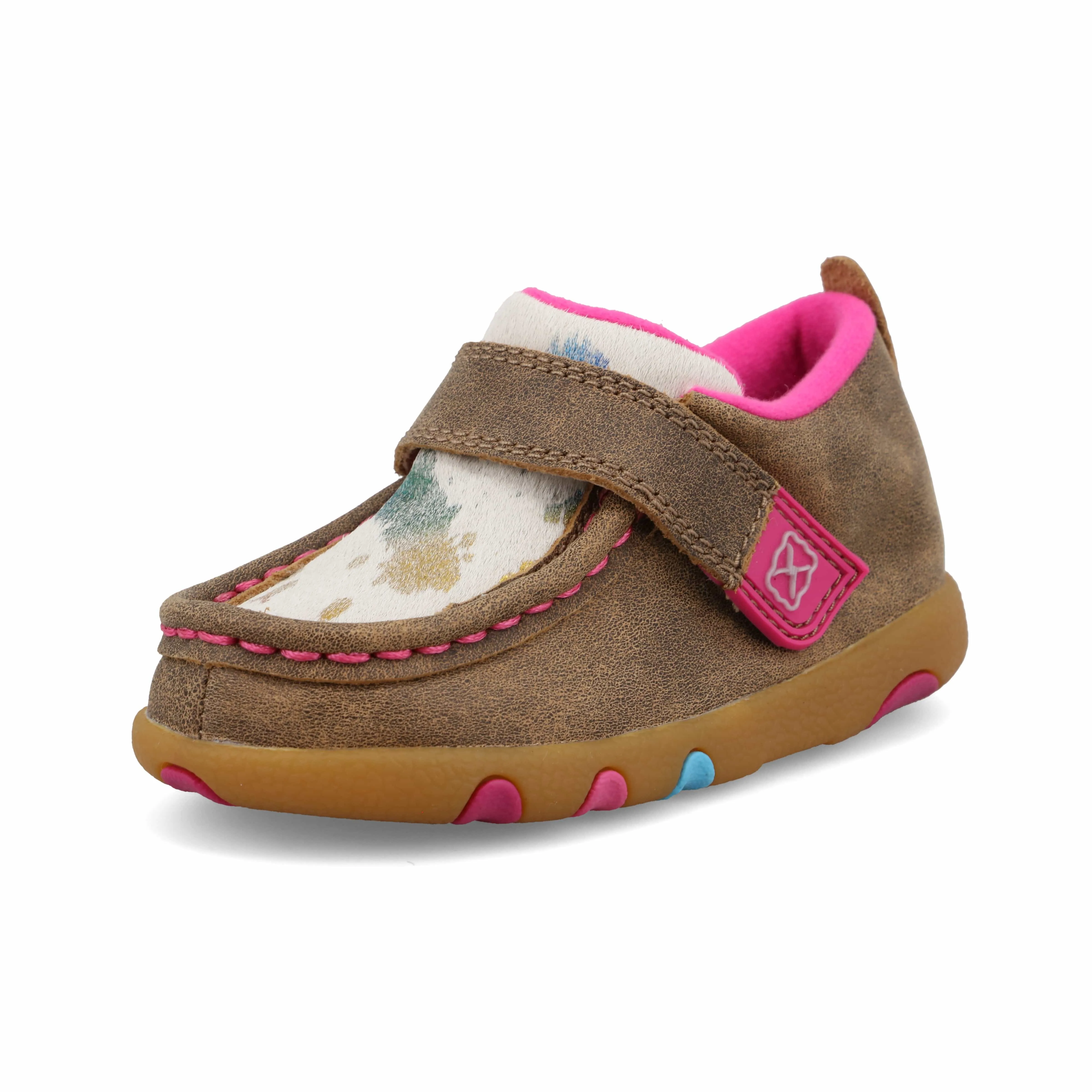 Twisted X Infant Bomber White & Pink Driving Moc Shoe ICA0033