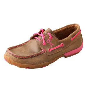 'Twisted X' "Tough Enough To Wear Pink" Driving Moc - Tan / Pink