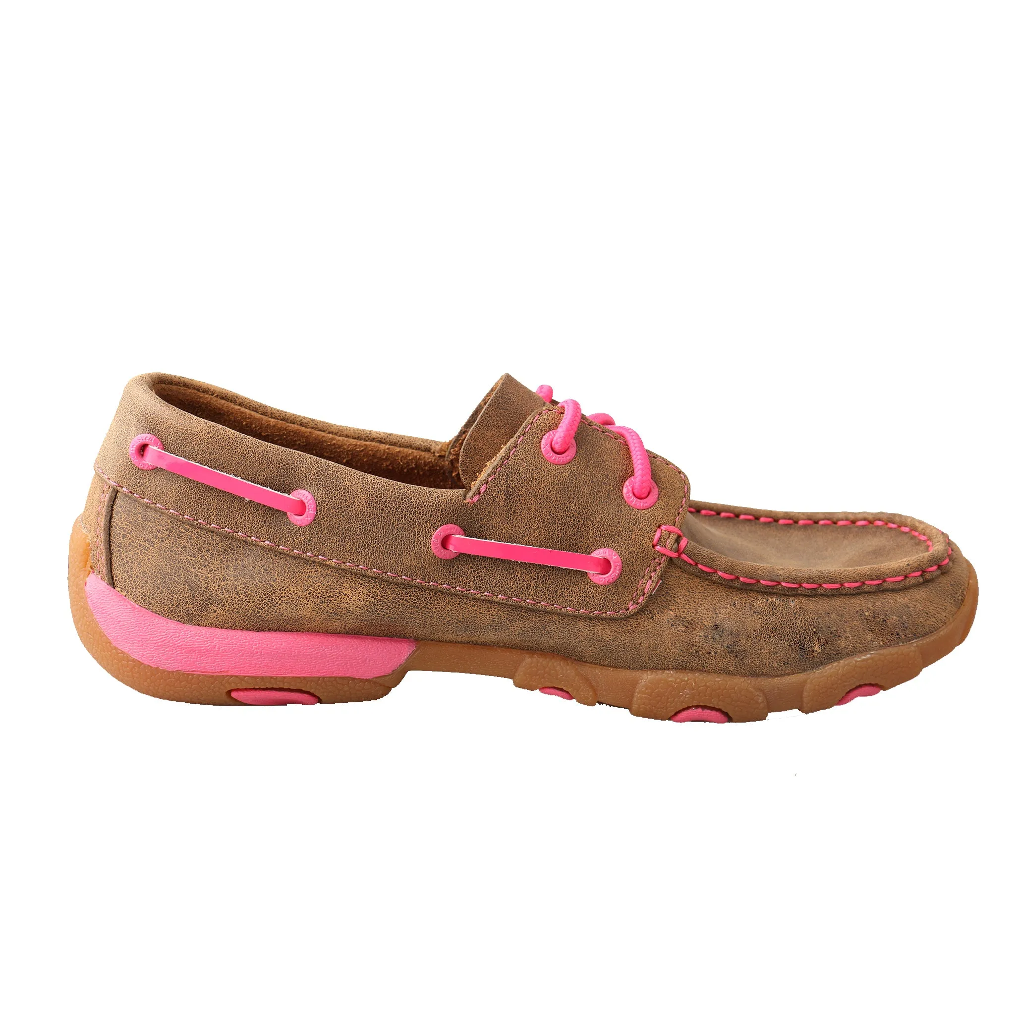 'Twisted X' "Tough Enough To Wear Pink" Driving Moc - Tan / Pink