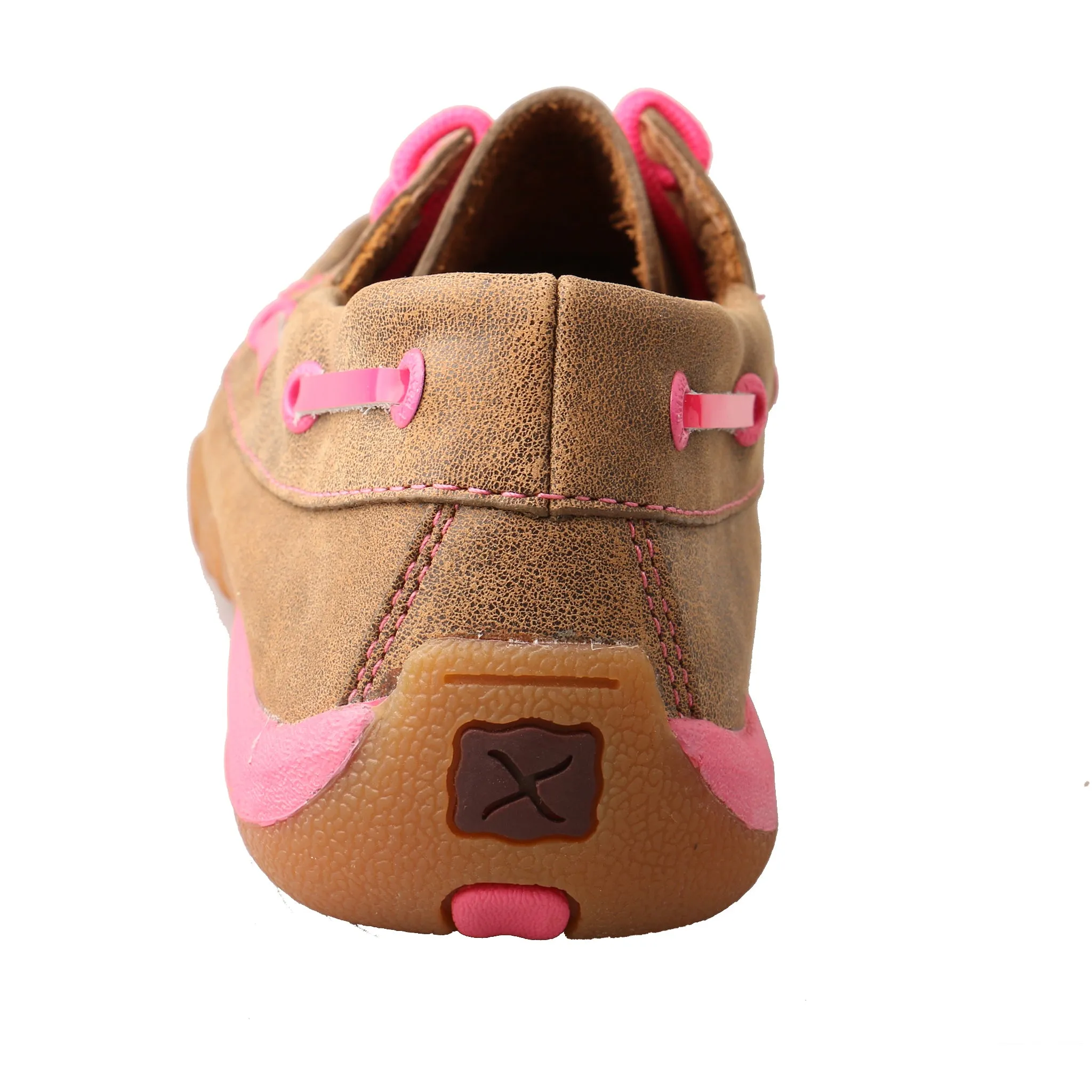 'Twisted X' "Tough Enough To Wear Pink" Driving Moc - Tan / Pink