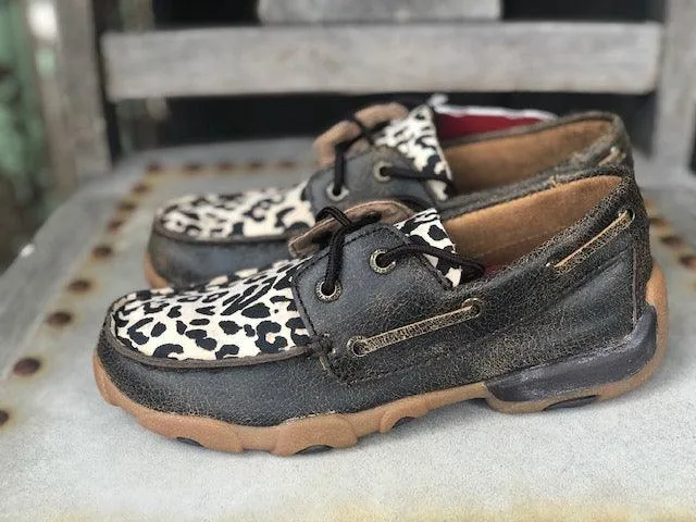 Twisted X Youth Leopard Print Driving Moc YDM0028