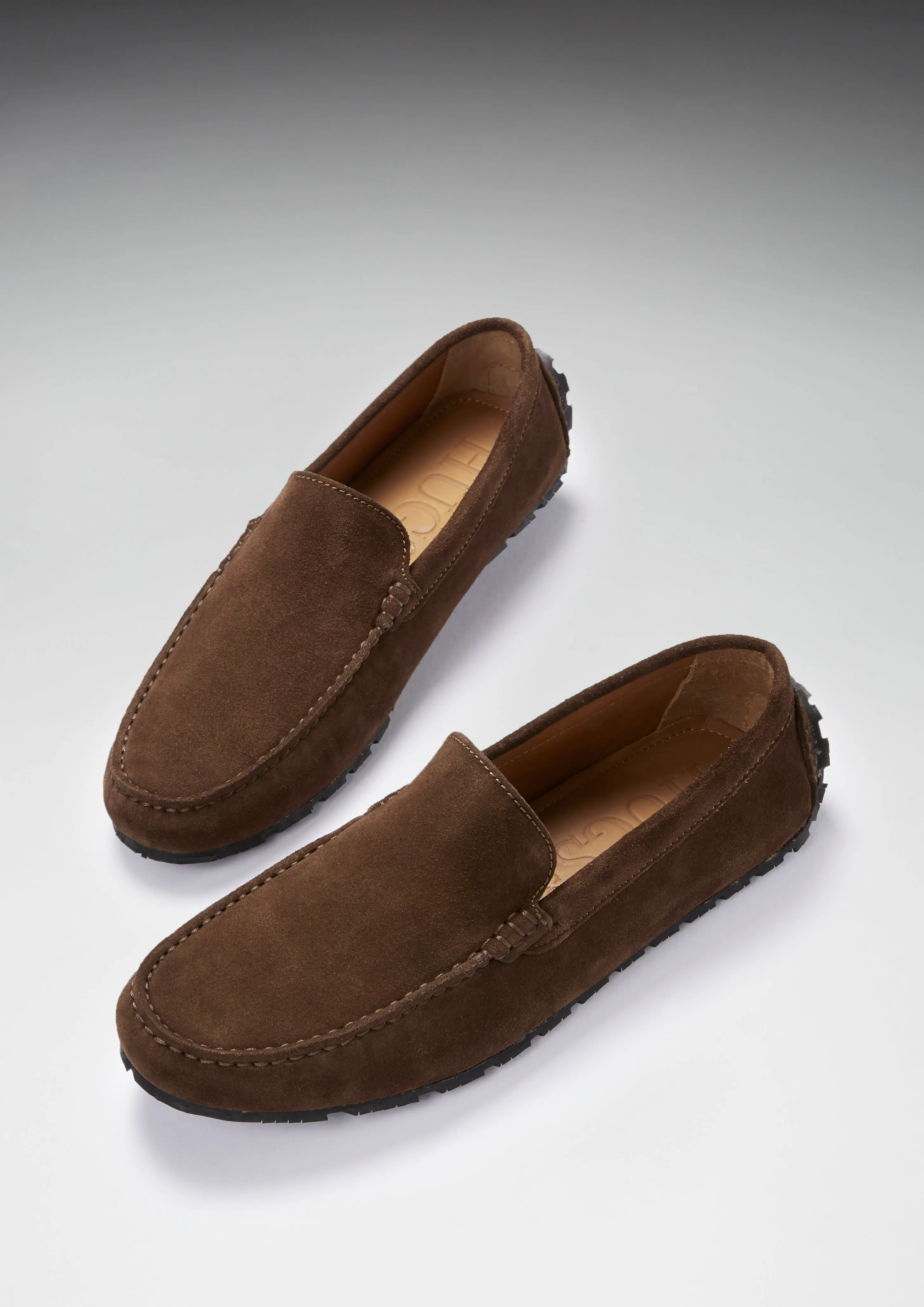 Tyre Sole Driving Loafers, brown suede