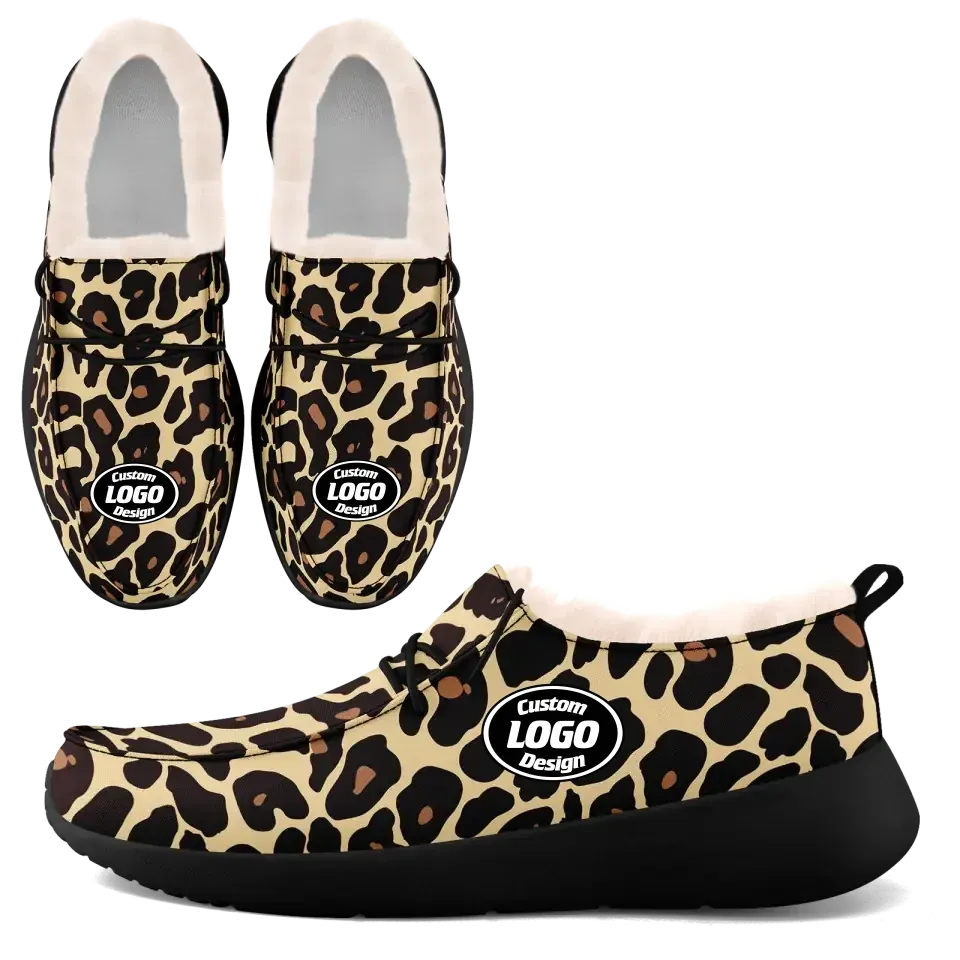 Unique Gift,Personalized Leopard Loafer Shoes, Custom Warm Fur Driving Shoes, Comfortable Unisex Loafer Shoes