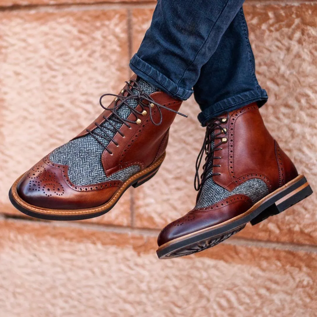 Unique Handcrafted coffee - tweed Military Brogue by Le Ruux