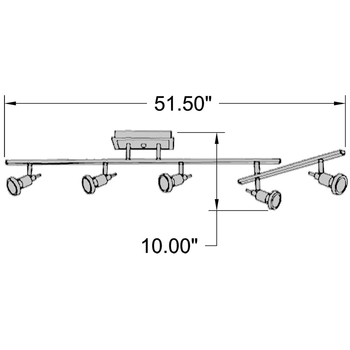 Viper 5 Light Adjustable LED Track Light Fixture, Brushed Steel