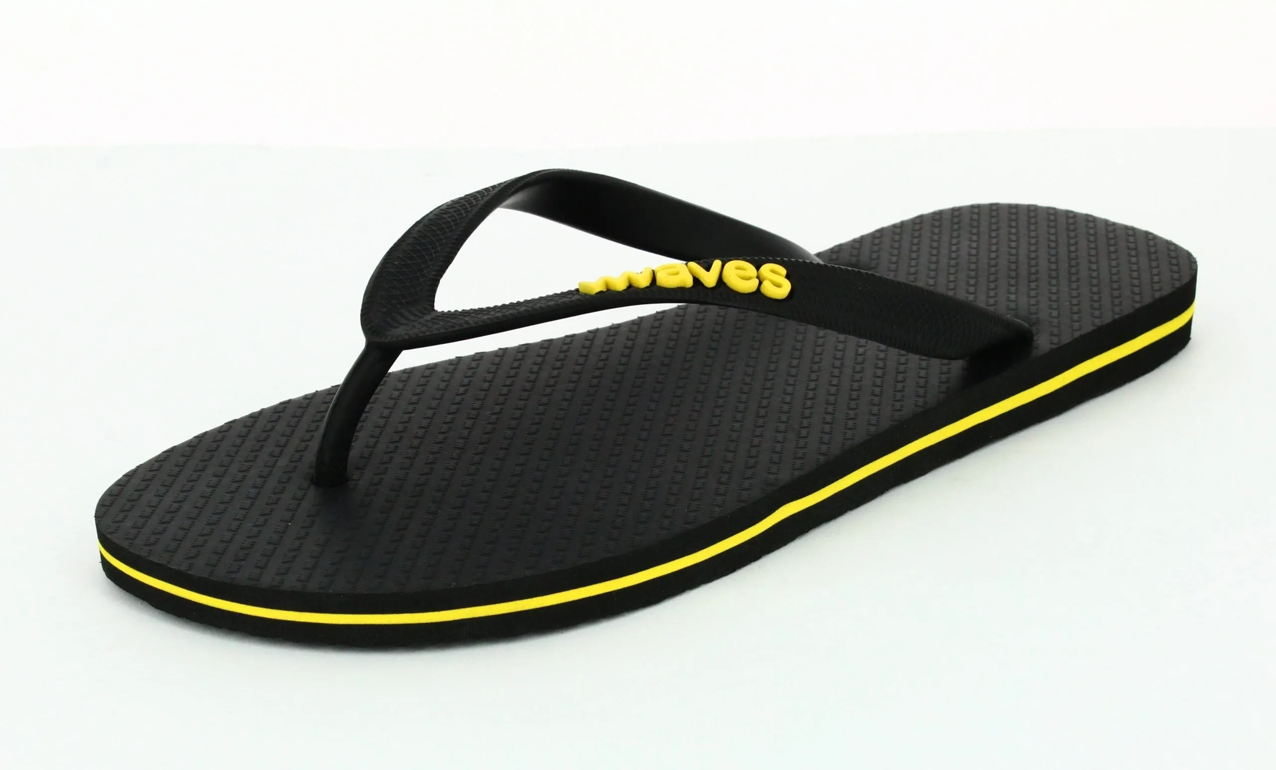 Waves Womens Flip Flop, Black & Yellow