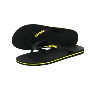 Waves Womens Flip Flop, Black & Yellow