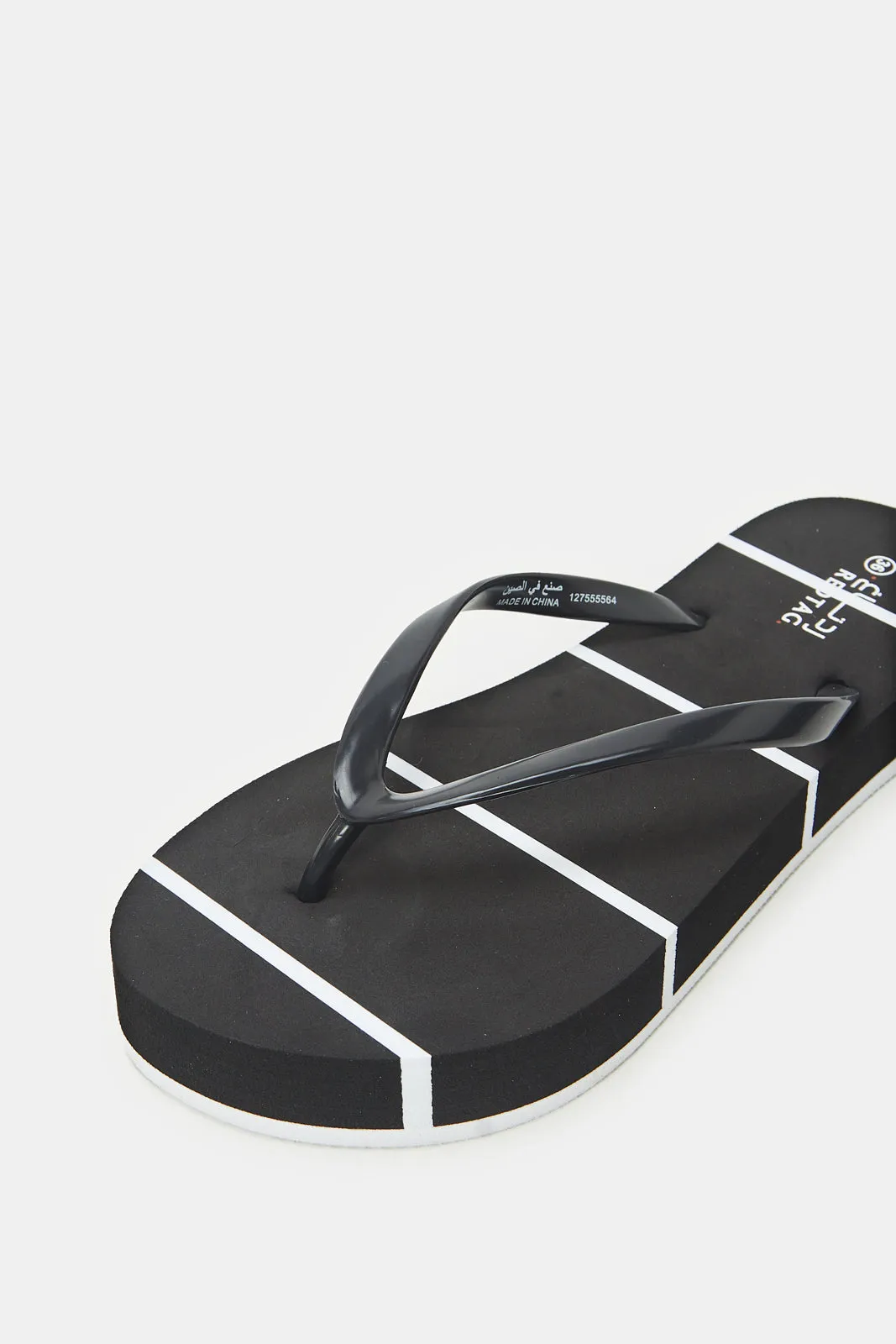 Women Black Striped Flip Flops