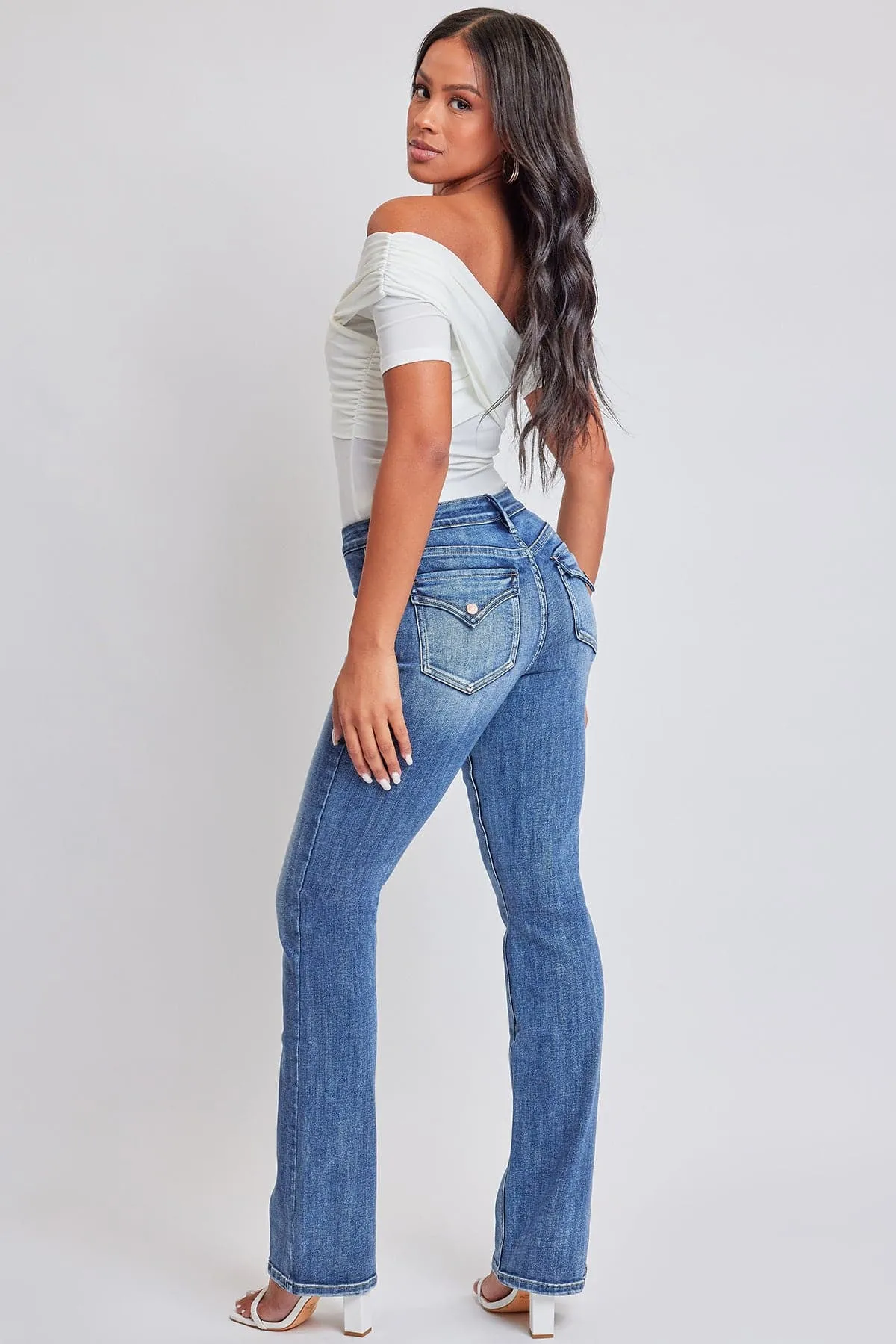 Women's Bootcut Jeans with Flap Pockets