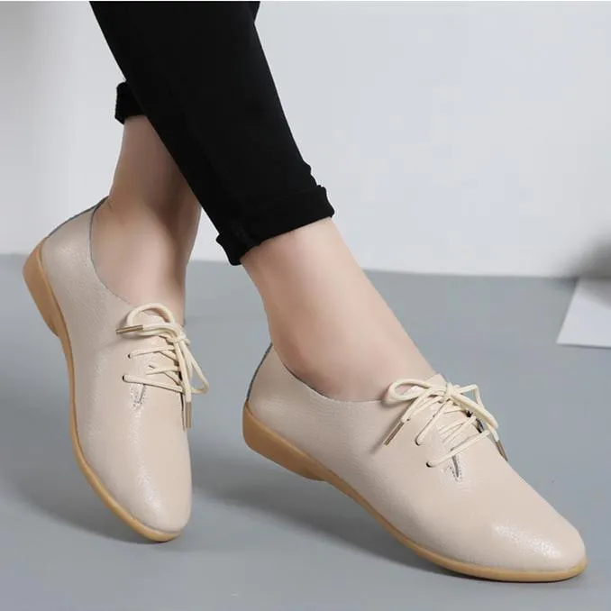 Women's flat front lace loafers shoes casual driving shoes